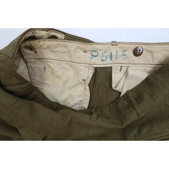 Vtg 40s 50s Korean World War II Mens 33x31 Distressed Wool Trousers Pants USA